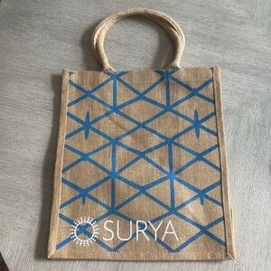 Surya Burlap Tote Bag